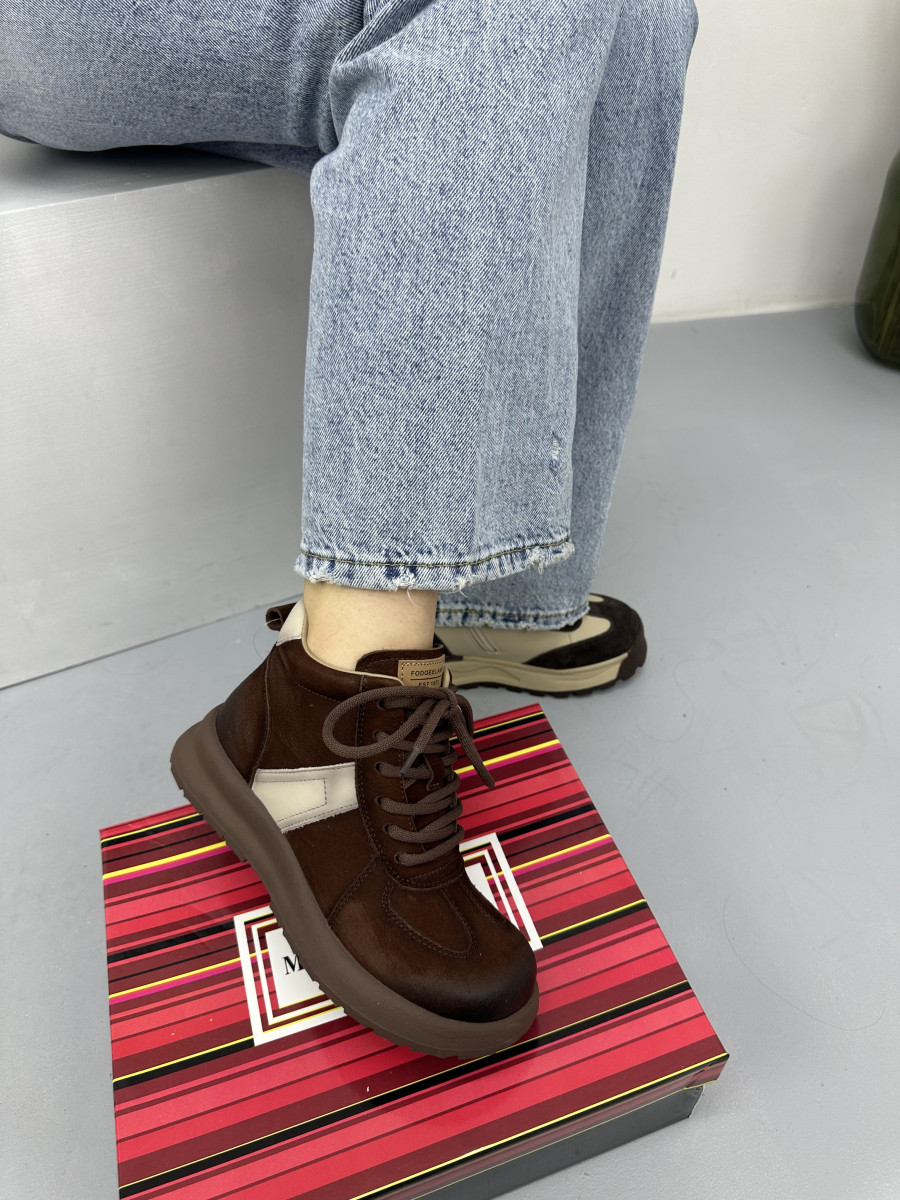 Черевики демісезонні жіночі MeegoComfort 2F1001 Brown коричневі на шнурівці, фото 1