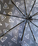 Парасолька жіноча SL474 напівавтомат 10 спиць 3 складання Чорний з сірим, фото 3