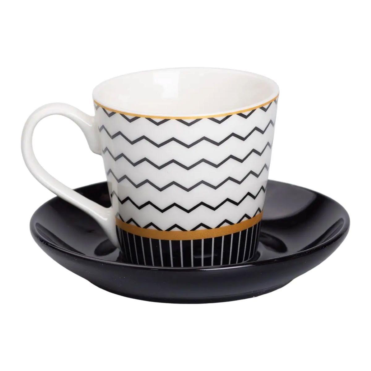 Порцелянова чашка з чорним блюдцем 200 мл RX-N24708WH, фото 1