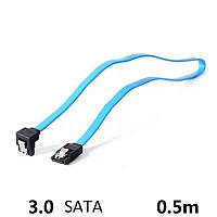 Кабель SATA 3.0 кутової клямки 50 см Blue