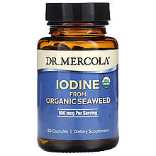 Йод з органічних морських водоростей, Iodine From Organic Seaweed, Dr. Mercola, 650 мкг, 60 капсул (325 мкг на капсулу)