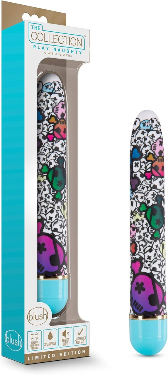 Вібромасажер Дамський пальчик, з яскравим принтом Blush The Collection Play Naughty блакитний, фото 1