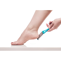 Тертка для ніг двостороння синя 24 см нержавіюча сталь зручна ручка