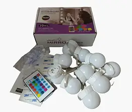 Підсвітка для дзеркала для макіяжу LED 10 лампочок з пультом регулювання яскравості кольорова