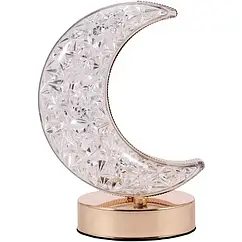 Кришталева настільна лампа Місяць 3 кольори сенсорне управління