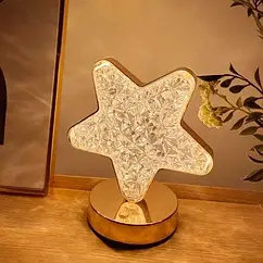 Акумуляторний настільний кришталевий нічник лампа Зірка сенсорний 30 сенсорне управління до 10 годин роботи