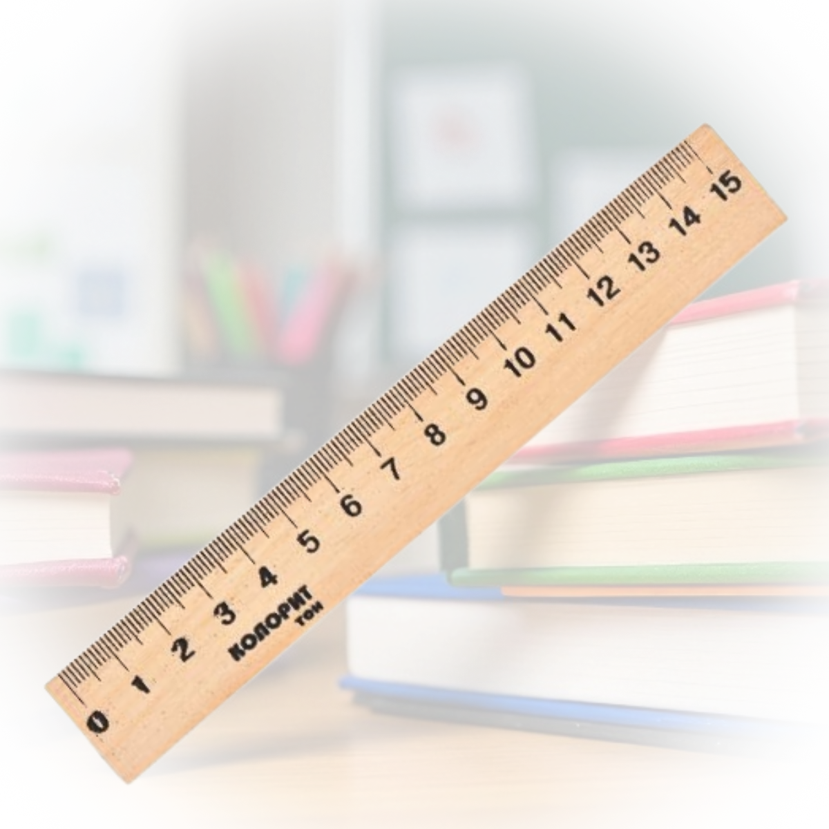 Дерев'яна лінійка 15 сантиметрів Упаковка 1 шт., фото 1