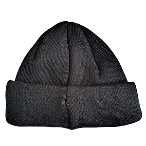 Шапка в'язана на флісі зимова з акрилу чорна