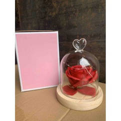 Бутон троянди в колбі червоне скло 18 см висота 10 см діаметр