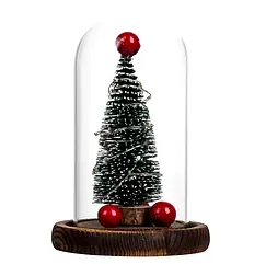 Новорічна ялинка в колбі з LED підсвіткою та кулями 30 см багатокольорова