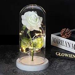 Роза в колбі біла n-651 елегантний подарунок довговічність до 5 років