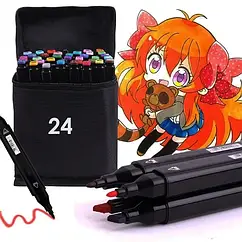 Набір скетч-маркерів 24 шт чорні Touch Raven двосторонній наконечник пігментні чорнила