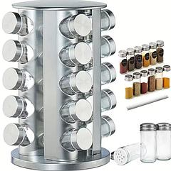 Карусель для спецій нержавіюча сталь 20 ємностей герметичні кришки компактний дизайн