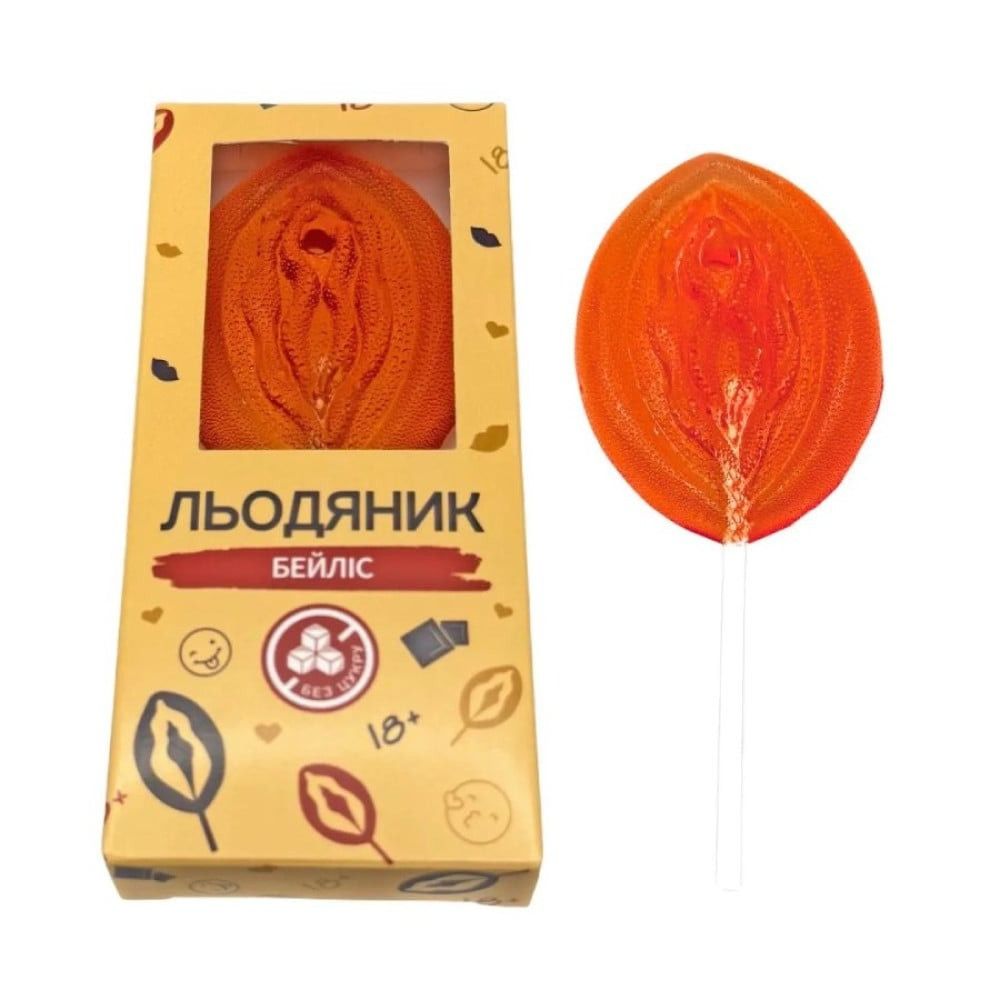 Льодяник на паличці у формі вагіни VidDushi SHE зі смаком лікеру Бейліс (без цукру), 17 гр, фото 1