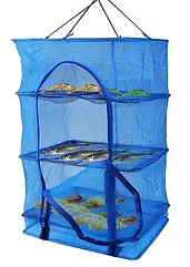 Сітка для сушіння риби грибів овочів і фруктів триярусна складна 50х50х70 см повітропроникна сітка