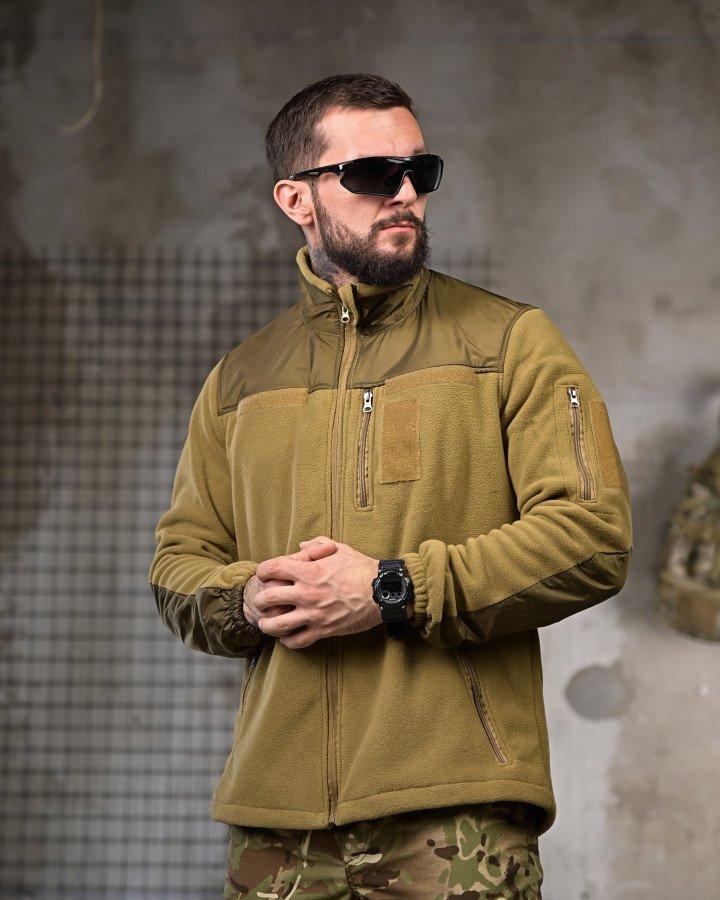 Тактична флісовка кофта DETROID койот для активного відпочинку, фото 1