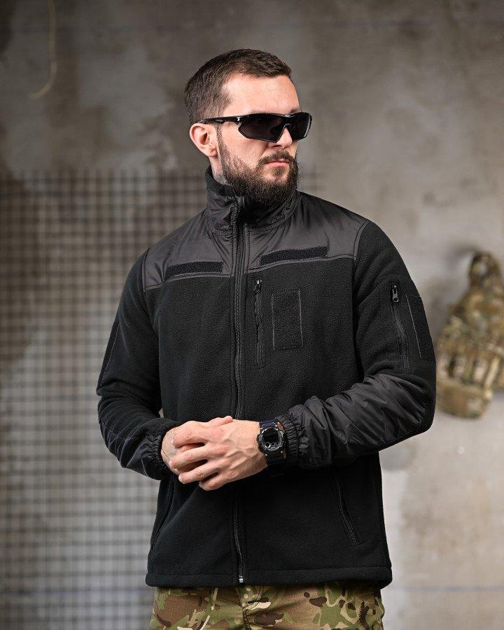 Флісова куртка кофта поліція DETROID чорна для активного відпочинку