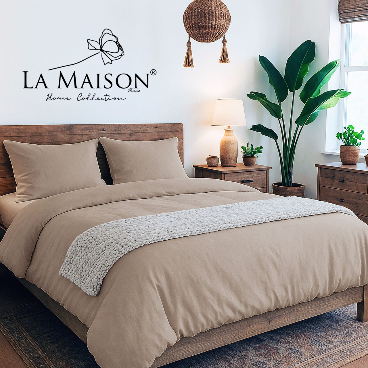 Двоспальний Євро комплект La Maison Mariella Stone Варена Бавовна, фото 1