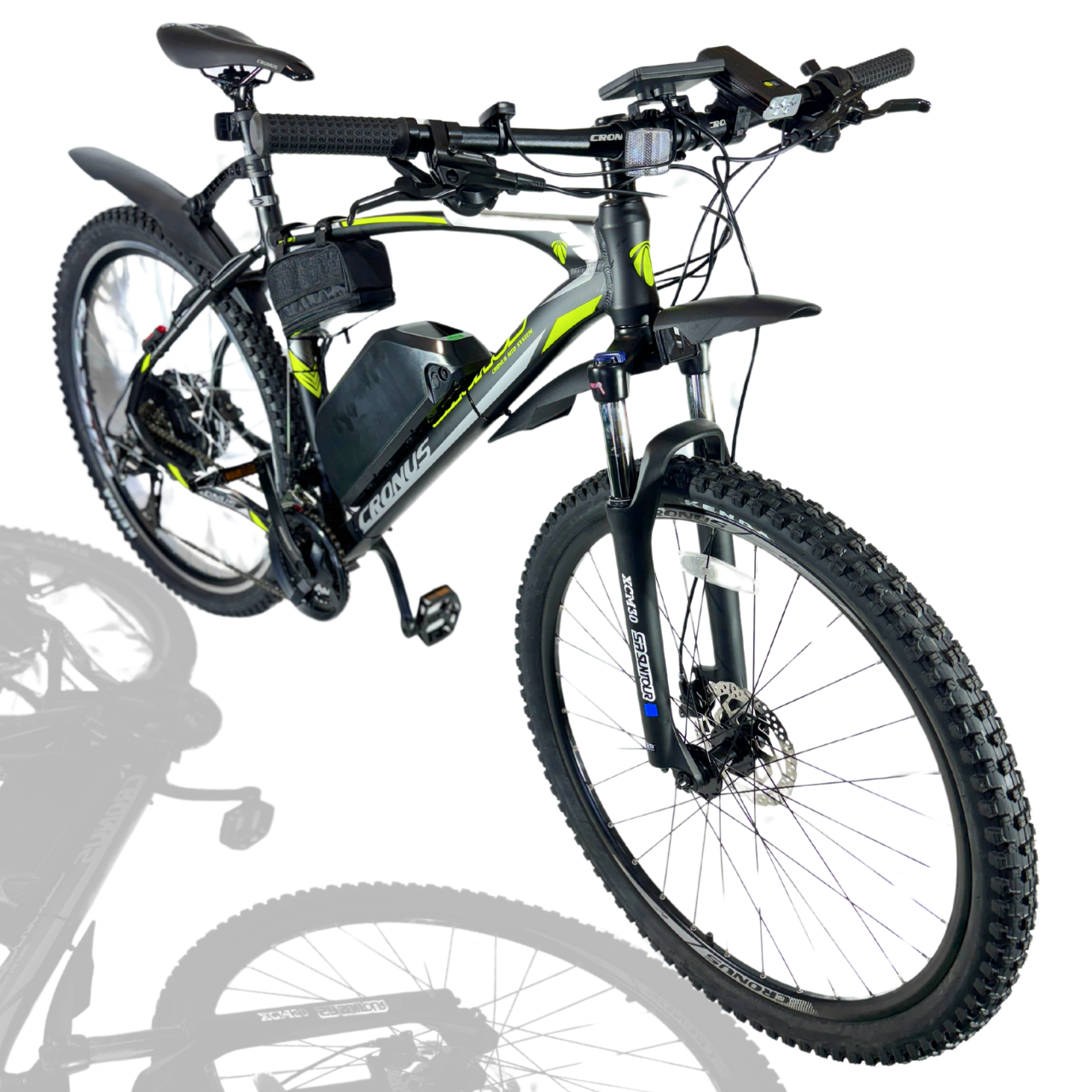 Електровелосипед CRONUS 29" Warrior 2024 Рама 21" black-lightgreen 18ah 1000В 48В з дисплеєм lsd10