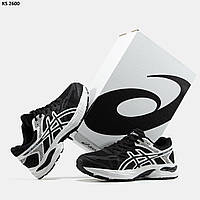 Спортивні кросівки чоловічі чорно-білий текстиль + шкіра Asics Gel-Flux 4 Black White 41 42 43 44 45 46