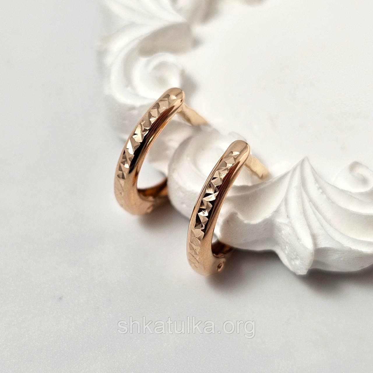 Сережки золоті з алмазною гранню без вставок