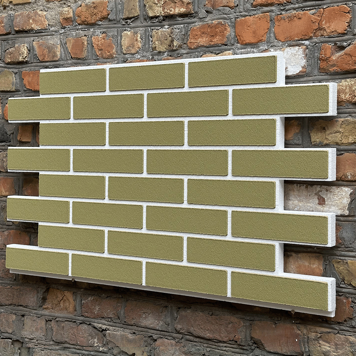 Фасадні термопанелі під клінкерну цеглу (Pistachio/White) | Гнучкий клінкер (ціна за 1 панель)