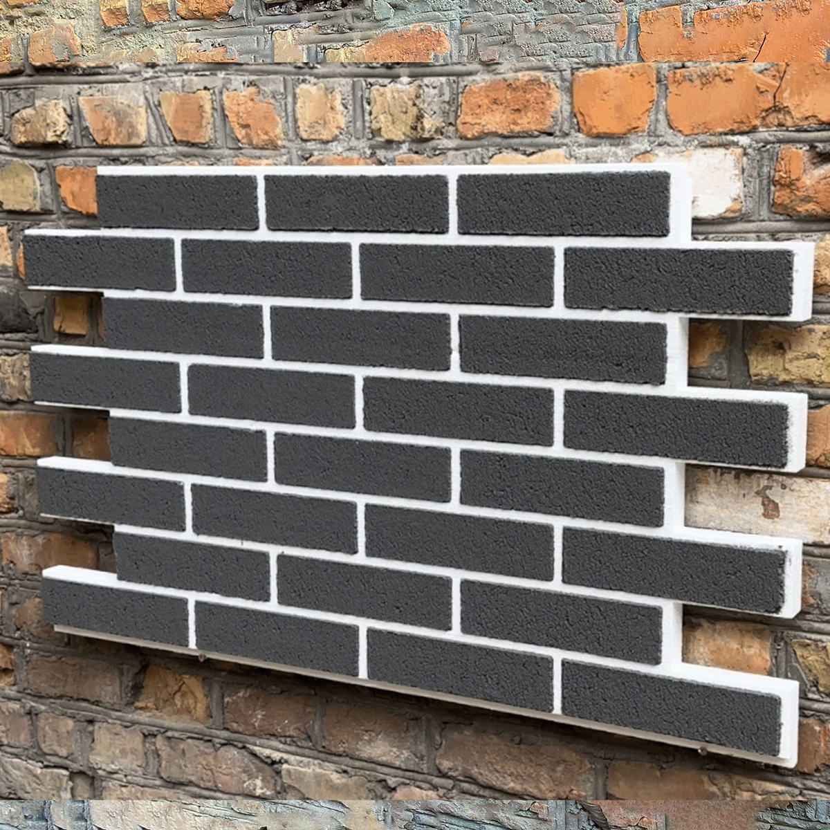 Фасадні термопанелі під клінкерну цеглу (Dark Gray/White) | Гнучкий клінкер (ціна за 1 панель)