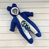 Комплект для новонароджених хлопчиків спальник + комбінезон, синій з принтом Ведмедик в окулярах, фото 4