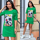 Коротке літнє плаття футболка прямого крою з малюнком на грудях ( р. 42-52) 52032723, фото 3