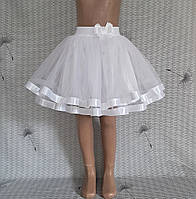 Дитяча біла спідничка на резинці в два шари фатину, розмір 98-104