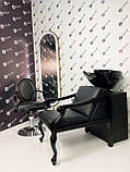 Перукарський набір меблів Mozart Black 2в1 (крісло перукаря + мийка), фото 2