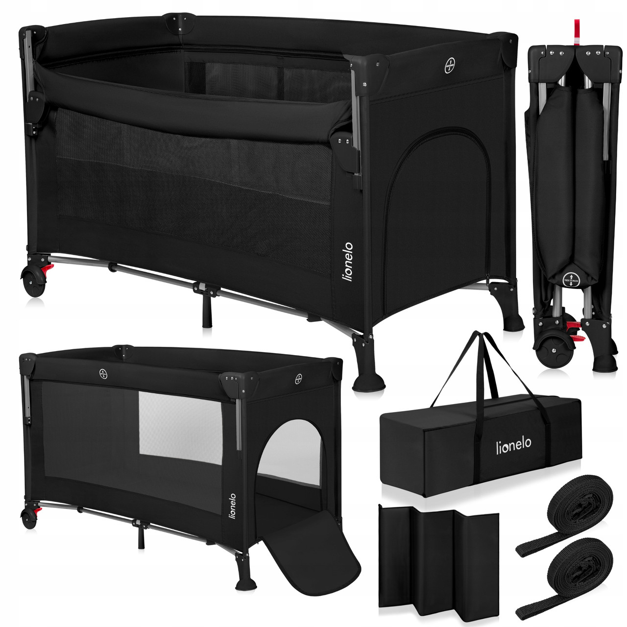 Ліжечко-манеж Lionelo ELLEN BLACK CARBON, фото 1