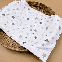 Бавовняна пелюшка "Блакитно - сірі зірочкиі" велика ситцева  90х110см, 1 шт