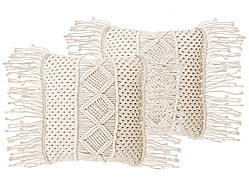 2 декоративних подушок ручної роботи YORTAN, 45×45 см, світло-бежевий