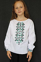 Вишита блуза "Кароліна" чорно-зелена