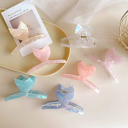 Краб для волосся елегантний міцний французький пластик великий русалка риб'ячий хвіст розмір 11 см висота 6 см, фото 3