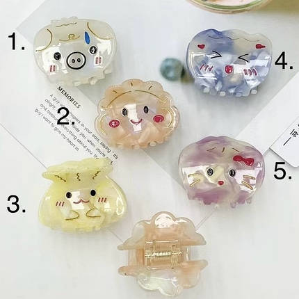 Краб для волосся дитячий міцний французький пластик хрюшка котик хмарка розмір 5.5 см висота 4.5 см, фото 2