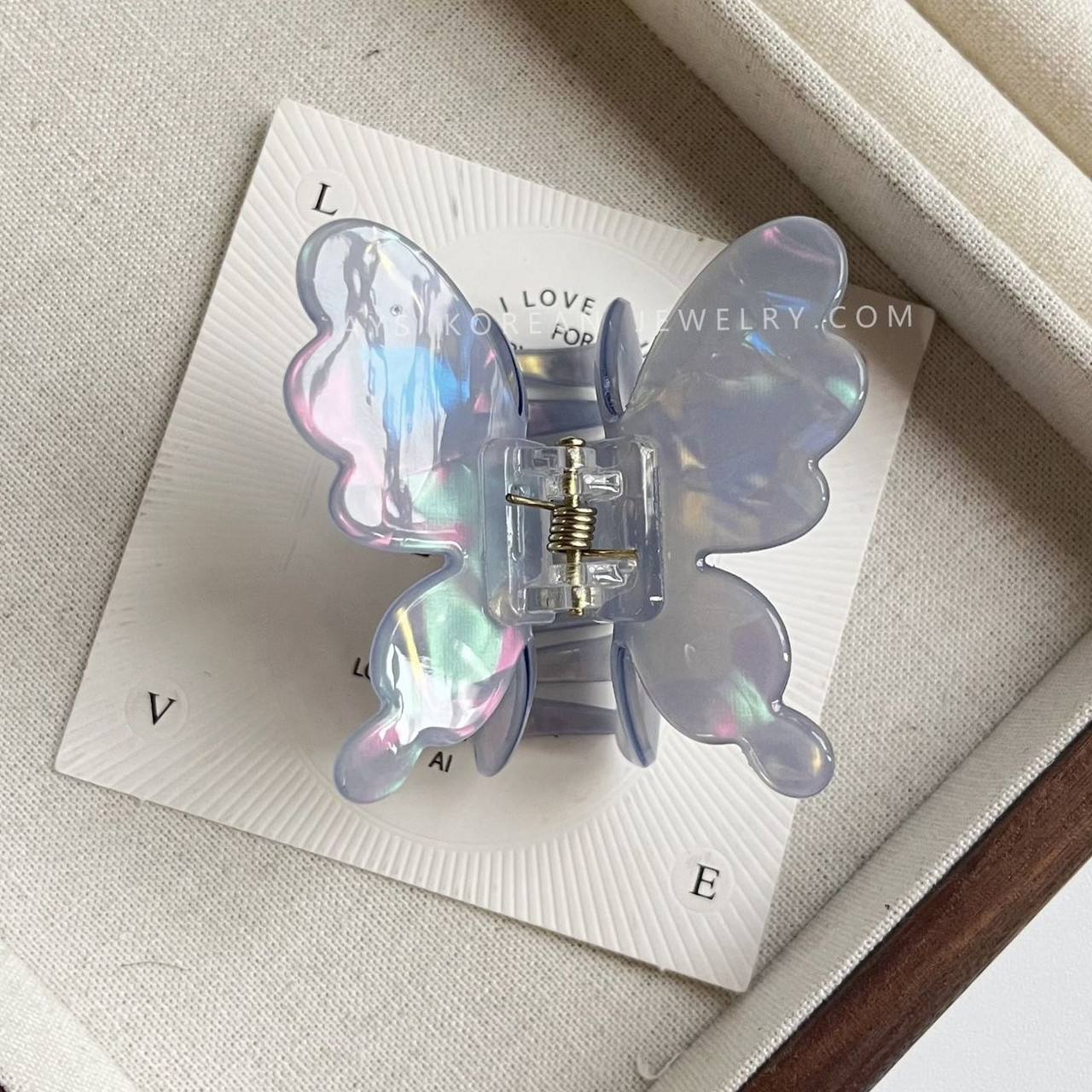 Краб для волосся елегантний міцний французький пластик метелик різні кольори розмір 5 см висота 5.5 см