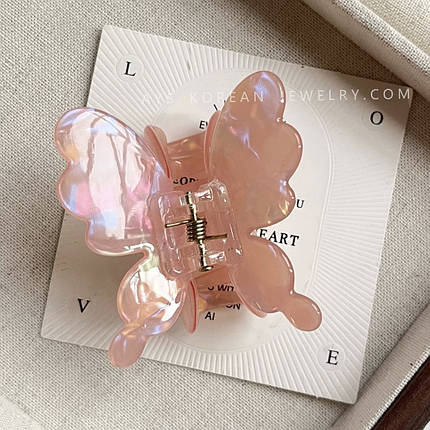 Краб для волосся елегантний міцний французький пластик метелик різні кольори розмір 5 см висота 5.5 см, фото 1