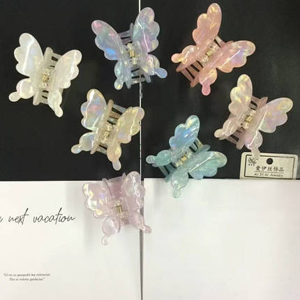 Краб для волосся елегантний міцний французький пластик метелик різні кольори розмір 5 см висота 5.5 см, фото 2