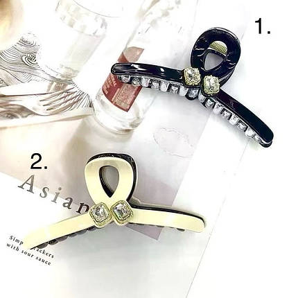 Краб для волосся елегантний міцний французький пластик із кристалами різні кольори розмір 11 см висота 4.5 см, фото 1