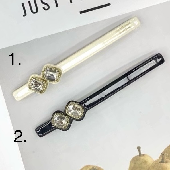 Шпилька автомат для волосся елегантна французький пластик із кристалами розмір 11 см висота 1.5 см