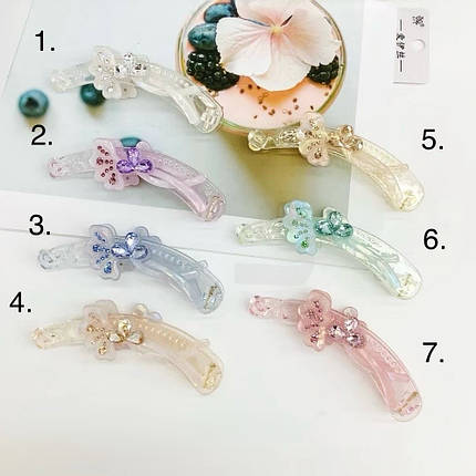 Шпилька банан для волосся елегантна французький пластик конюшини з кристалами розмір 10 см висота 2.5 см, фото 1