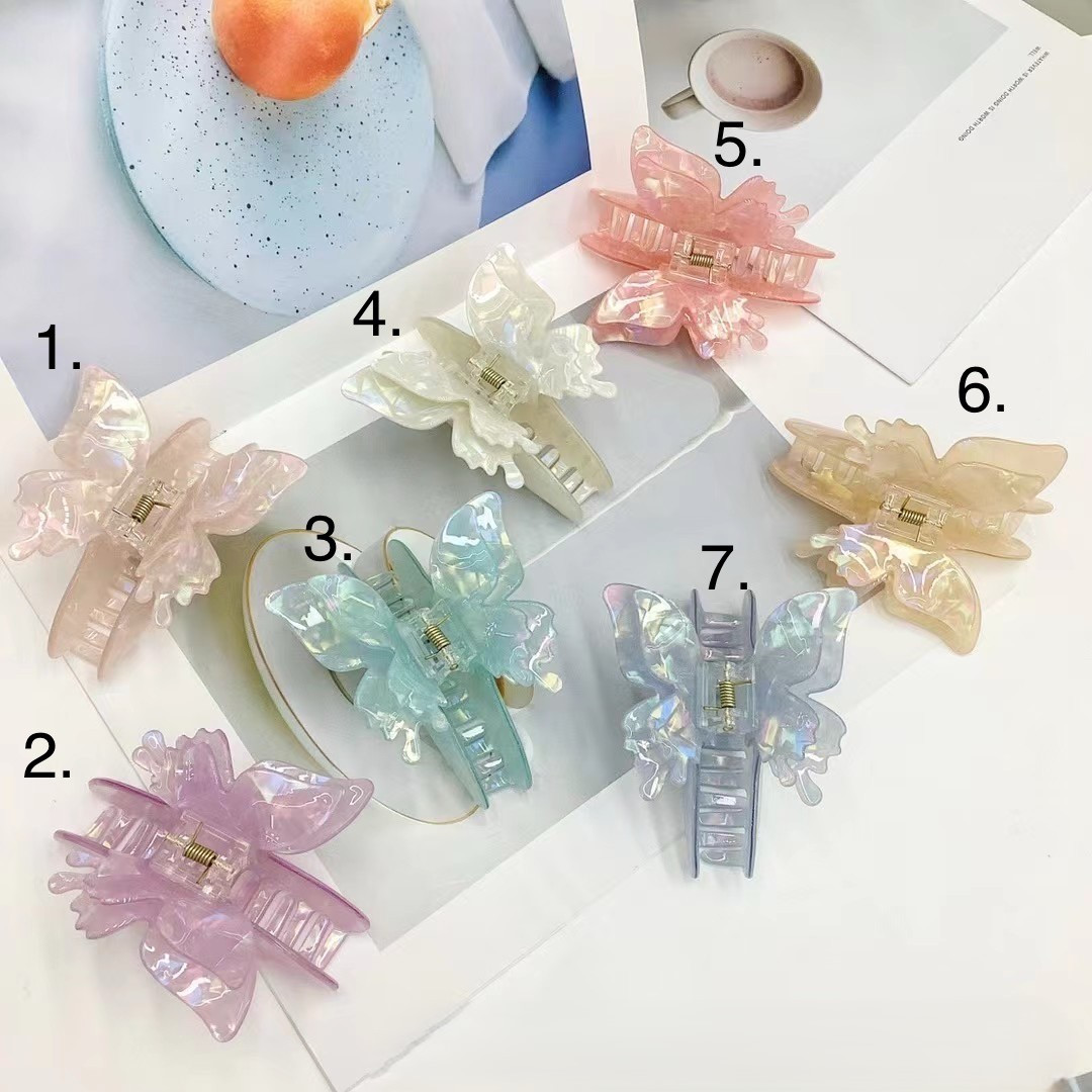 Краб для волосся міцний французький пластик метелика перламутрові різні кольори довжина 10 см висота 8 см