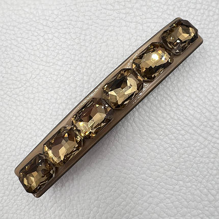 Шпилька автомат для волосся з переливними коричневими кристалами розмір 9 см висота 1.5 см, фото 1