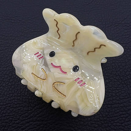 Краб для волосся дитячий міцний французький пластик смайлик розмір 5.5 см висота 4.5 см, фото 1