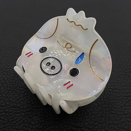 Краб для волосся дитячий міцний французький пластик хрюшка розмір 5.5 см висота 4.5 см, фото 1