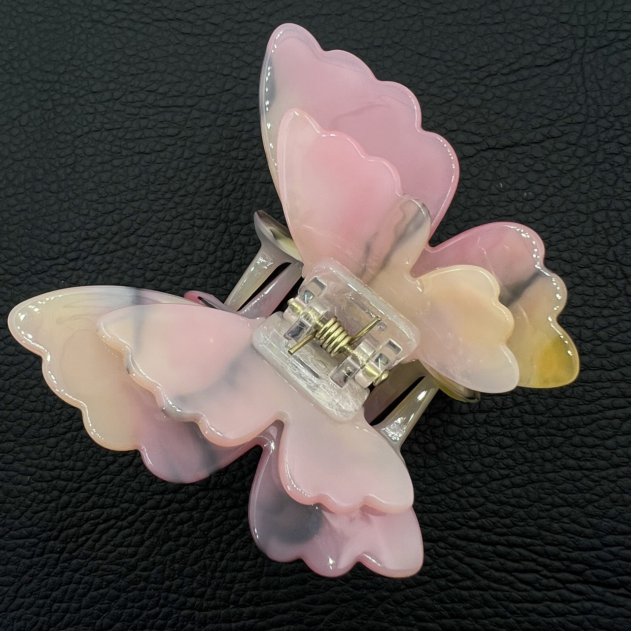 Краб для волосся елегантний міцний французький пластик різнобарвний метелик довжина 6.5 см висота 6.5 см