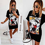 Коротке літнє плаття футболка прямого крою з малюнком на грудях ( р. 42-50) 52032723, фото 3
