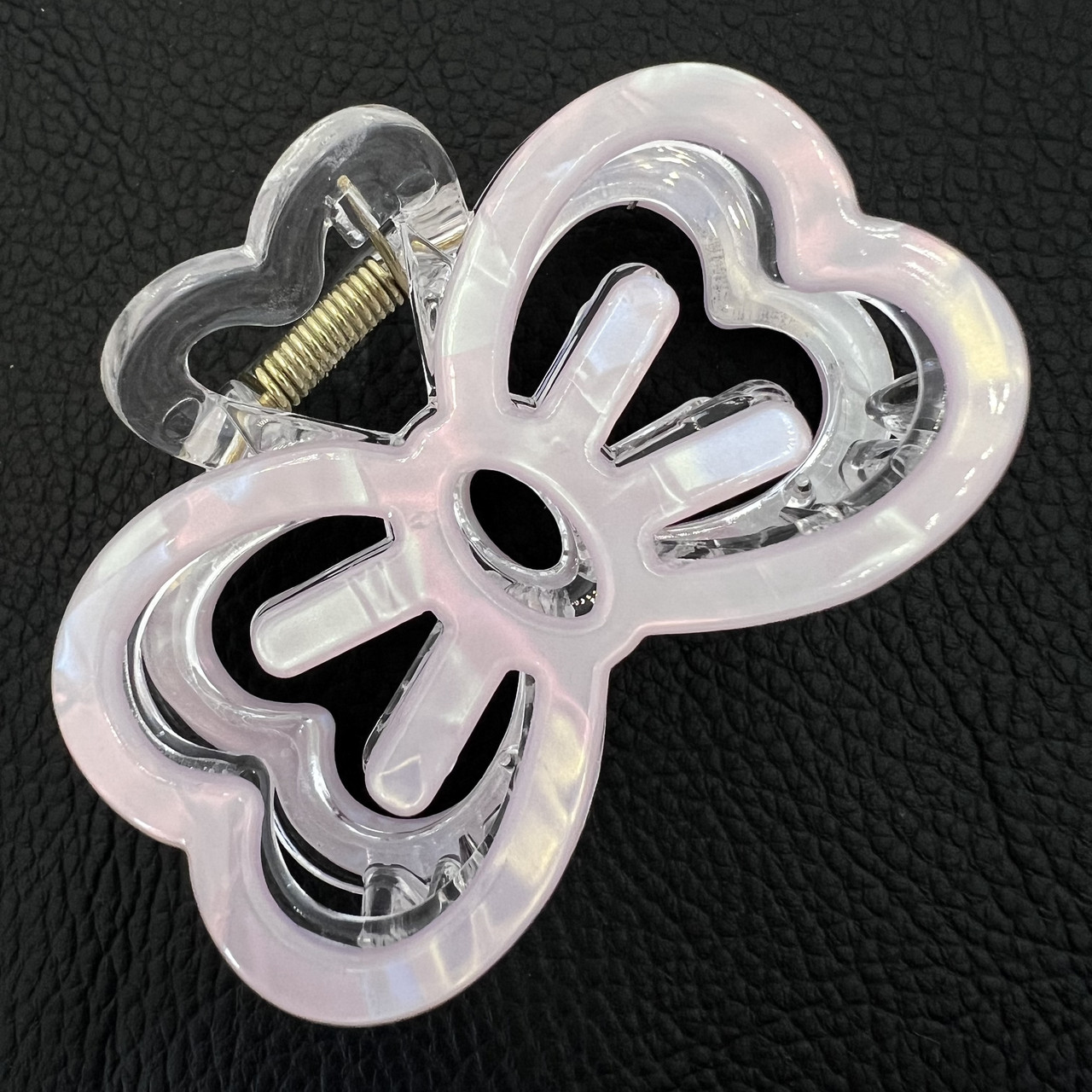 Краб для волосся міцний французький пластик бантик ніжно-лилового кольору довжина 4.5 см ширина 6.5 см